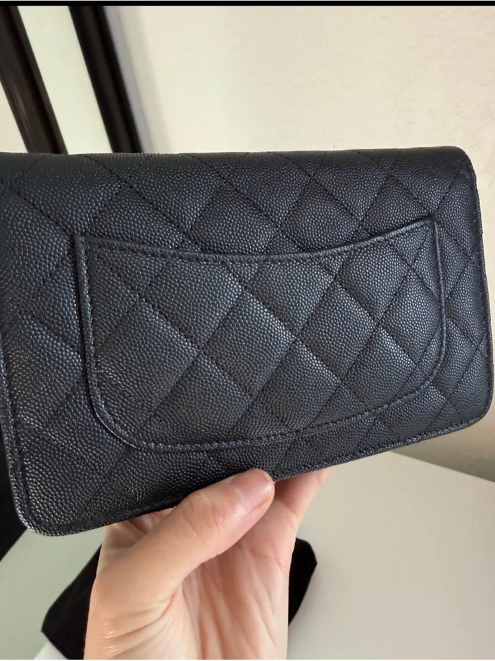 CHANEL Black Quilted Crossbody Wallet with Champagne Gold CC - Picture 8 of 11